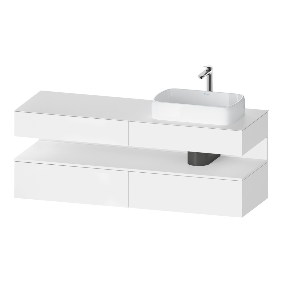 Duravit Meuble sous lavabo Qatego 160x55x60 cm, blanc mat, consoles, lavabo droit