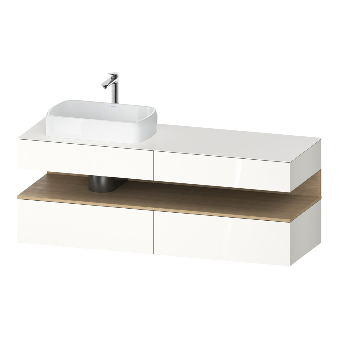 Duravit Meuble sous lavabo Qatego 160x55x60 cm, blanc mat, gauche, plan