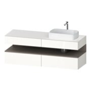Duravit Meuble sous-lavabo Qatego 160x55x60 cm, blanc mat/gravé, gauche, plan, évier à droite-1