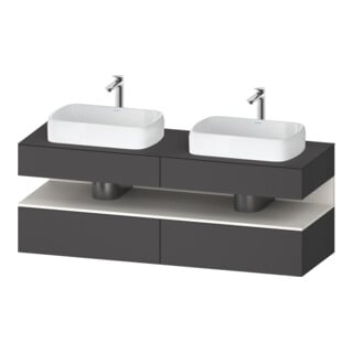 Duravit Meuble sous lavabo Qatego 160x55x60 cm, blanc mat/gravé mat, plan, évier double face