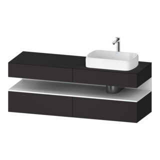 Duravit Meuble sous lavabo Qatego 160x55x60 cm, blanc mat/Gris mat, placage, évier droit