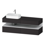 Duravit Meuble sous lavabo Qatego 160x55x60 cm, blanc mat/gris mat, plan, blanc laqué, niche