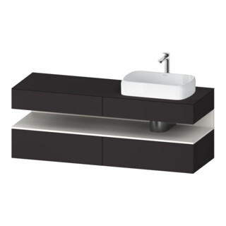 Duravit Meuble sous-lavabo Qatego 160x55x60 cm, blanc mat/gris mat, plan, évier à droite