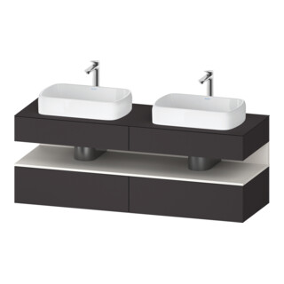 Duravit Meuble sous-lavabo Qatego 160x55x60 cm, blanc mat/gris mat, plan, évier double