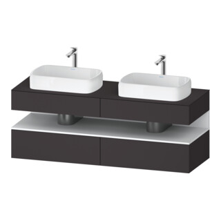Duravit Meuble sous-lavabo Qatego 160x55x60 cm, blanc mat/Gris mat, plan, évier double face