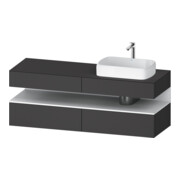 Duravit Meuble sous-lavabo Qatego 160x55x60 cm, blanc mat/gris mat, plan, évier droit