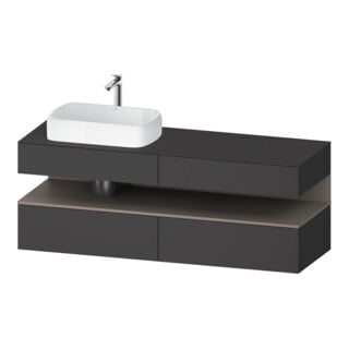 Duravit Meuble sous-lavabo Qatego 160x55x60 cm, blanc mat/Gris mat, plan, évier gauche