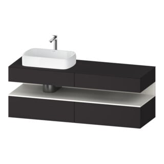 Duravit Meuble sous-lavabo Qatego 160x55x60 cm, blanc mat/gris mat, plan, évier gauche