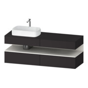 Duravit Meuble sous-lavabo Qatego 160x55x60 cm, blanc mat/gris mat, plan, évier gauche