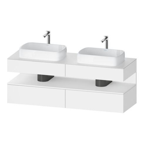 Duravit Meuble sous lavabo Qatego 160x55x60 cm, blanc mat, placage, côtés ouverts, niche
