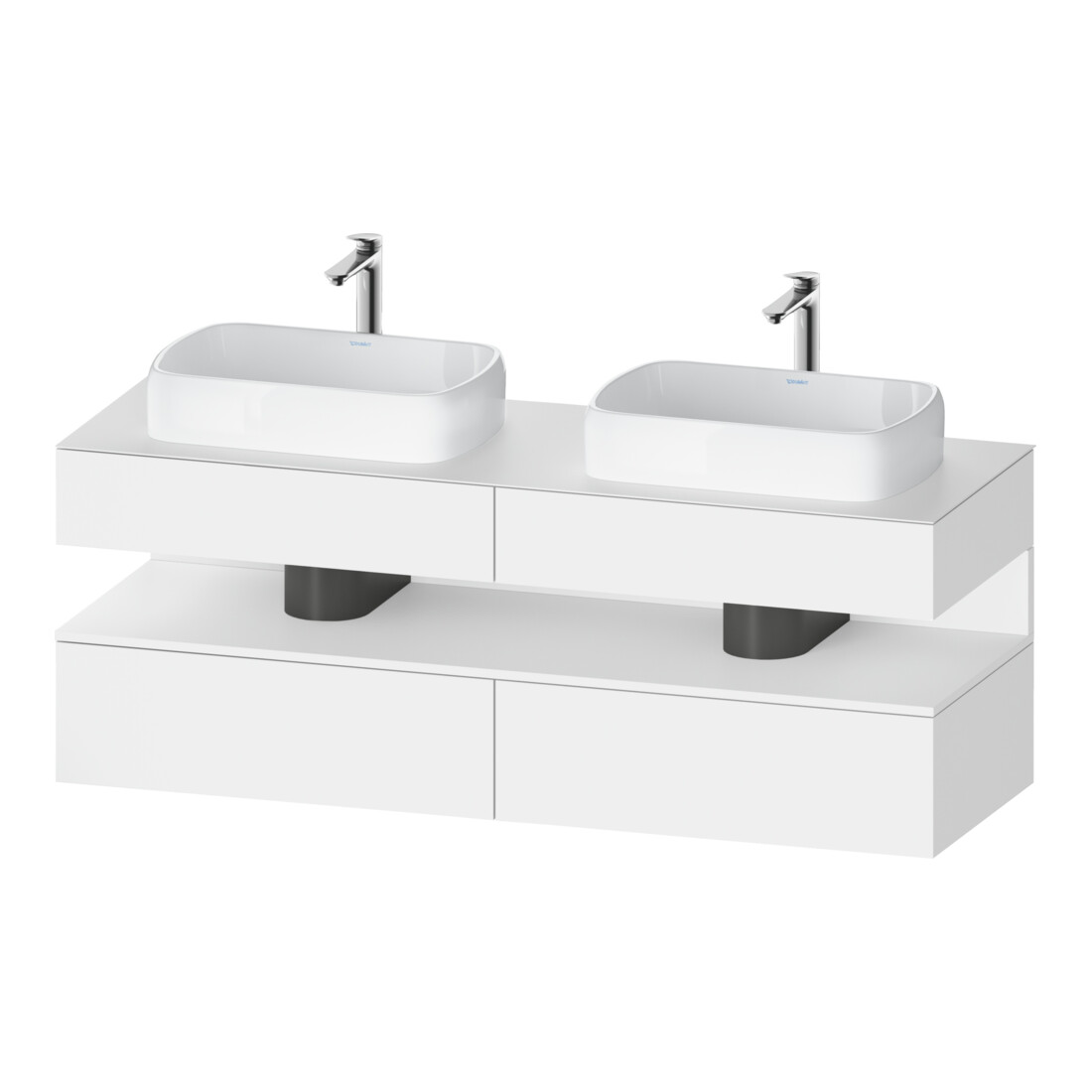 Duravit Meuble sous lavabo Qatego 160x55x60 cm, blanc mat, placage, côtés ouverts, niche
