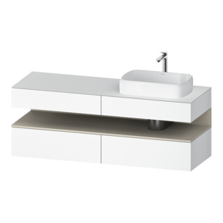 Duravit Meuble sous-lavabo Qatego 160x55x60 cm, blanc mat, placage, évier à droite