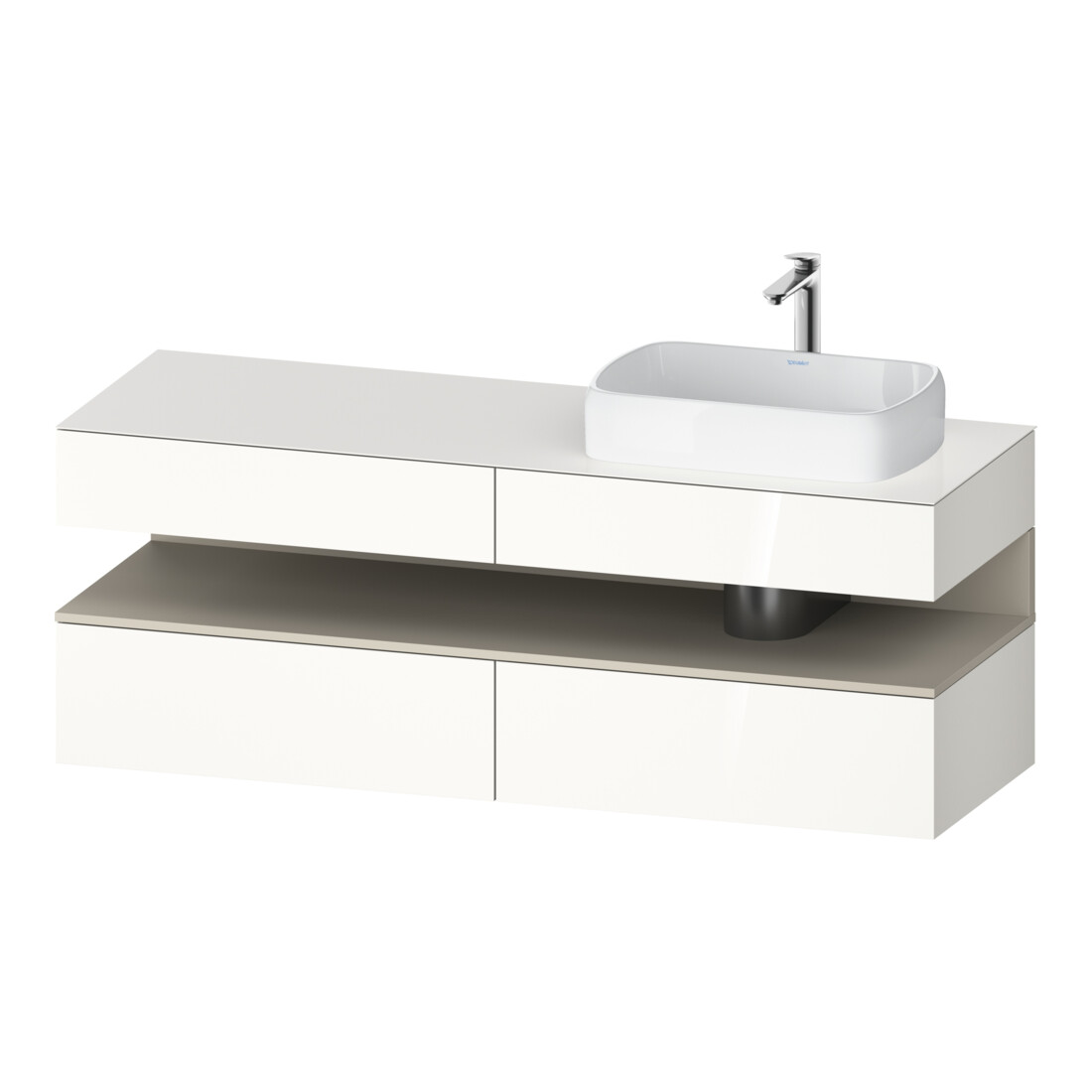 Duravit Meuble sous lavabo Qatego 160x55x60 cm, blanc mat, placage, évier à droite