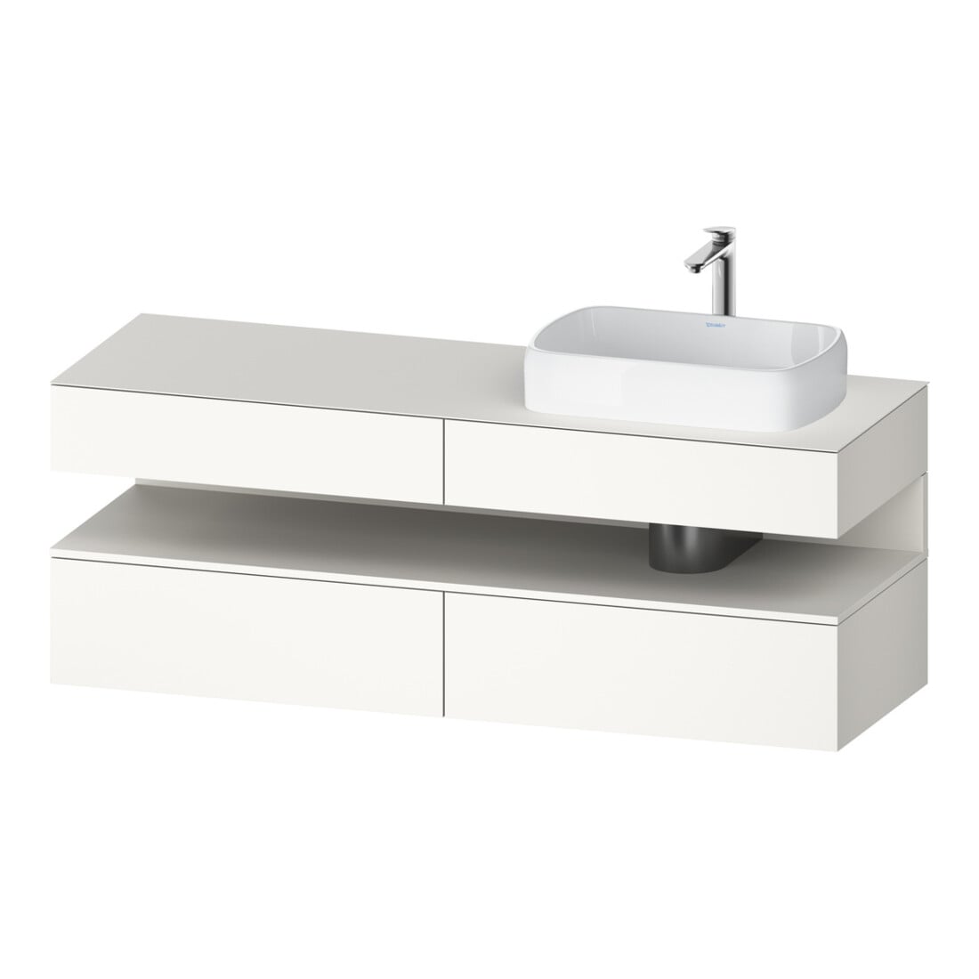 Duravit Meuble sous-lavabo Qatego 160x55x60 cm, blanc mat, placage, évier à droite, niche