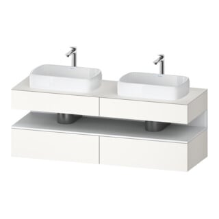 Duravit Meuble sous lavabo Qatego 160x55x60 cm, blanc mat, placage, évier double