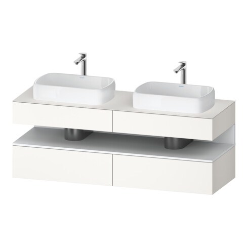 Duravit Meuble sous lavabo Qatego 160x55x60 cm, blanc mat, placage, évier double