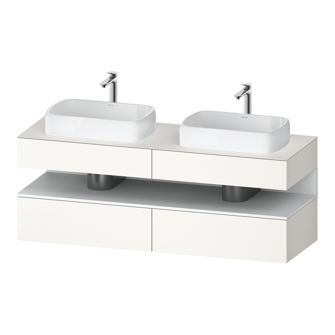 Duravit Meuble sous lavabo Qatego 160x55x60 cm, blanc mat, placage, évier double