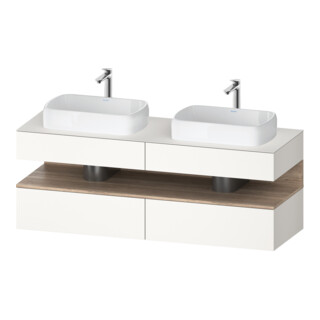Duravit Meuble sous-lavabo Qatego 160x55x60 cm, blanc mat, placage, évier double côté