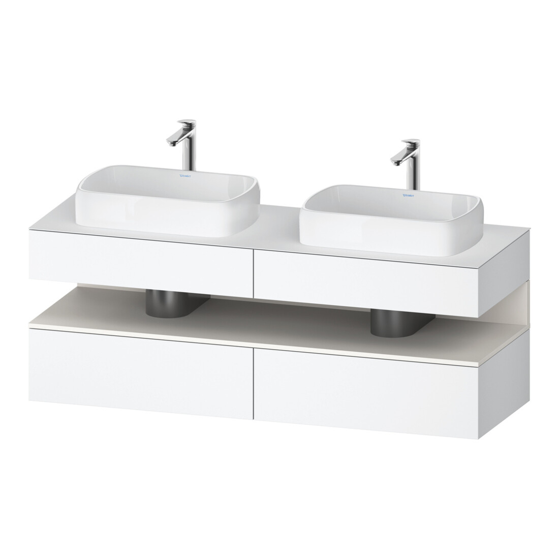 Duravit Meuble sous-lavabo Qatego 160x55x60 cm, blanc mat, placage, évier double face