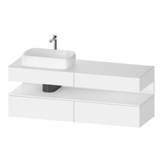 Duravit Meuble sous-lavabo Qatego 160x55x60 cm, blanc mat, placage, évier gauche, niche