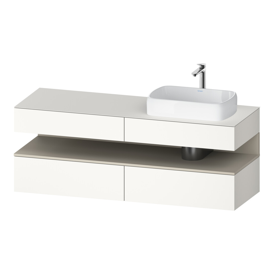 Duravit Meuble sous lavabo Qatego 160x55x60 cm, blanc mat, placage, niche