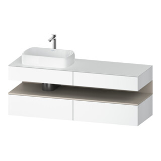 Duravit Meuble sous-lavabo Qatego 160x55x60 cm, blanc mat, plan, évier gauche
