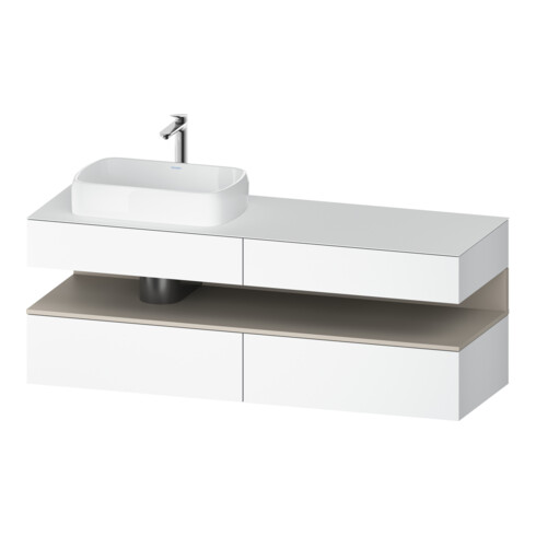 Duravit Meuble sous-lavabo Qatego 160x55x60 cm, blanc mat, plan, évier gauche