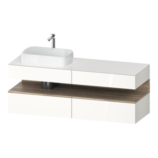 Duravit Meuble sous-lavabo Qatego 160x55x60 cm, blanc mat, plan, évier gauche