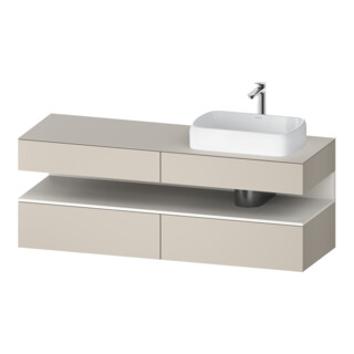 Duravit Meuble sous lavabo Qatego 160x55x60 cm, blanc mat/ta mat, placage, évier à droite