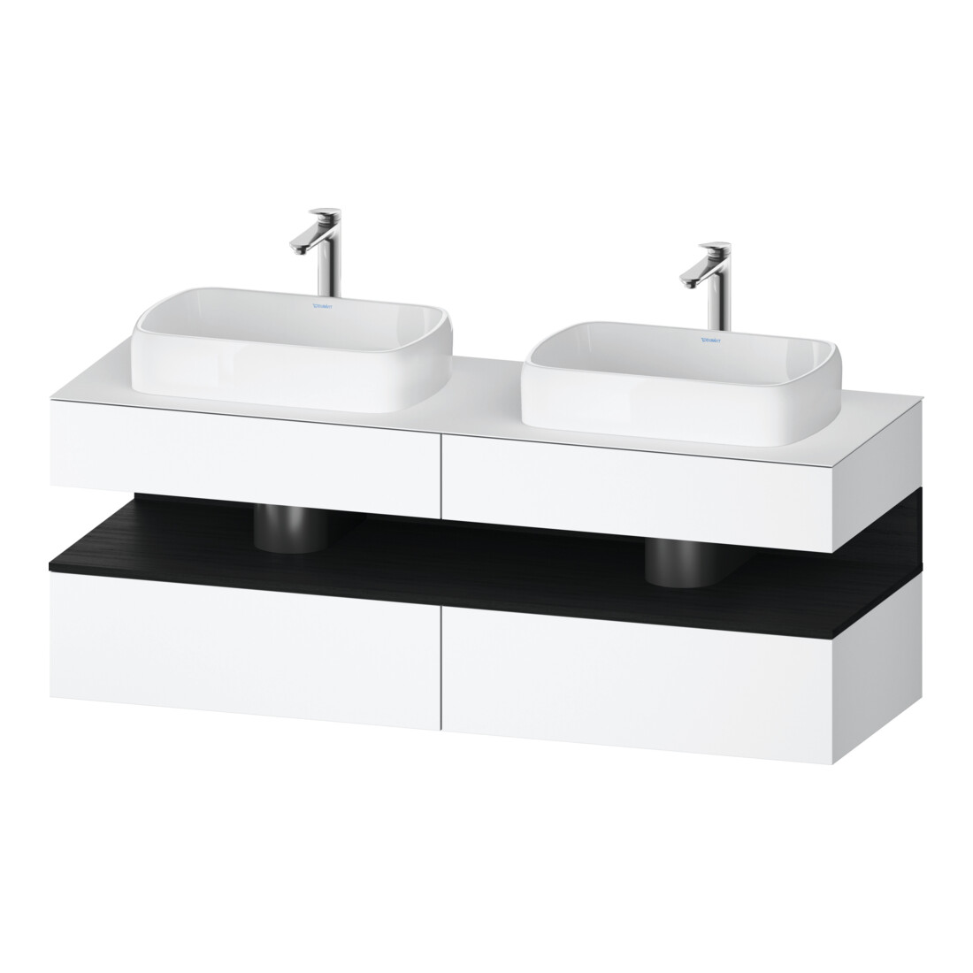 Duravit Meuble sous-lavabo Qatego 160x55x60 cm, chêne clair/blanc mat, Pl, évier double face