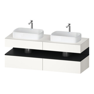 Duravit Meuble sous-lavabo Qatego 160x55x60 cm, chêne sauvage/blanc mat, placage, tiroirs, blanc