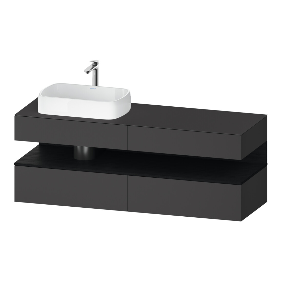 Duravit Meuble sous lavabo Qatego 160x55x60 cm, E blanc/gris m, Pl, robinet gauche