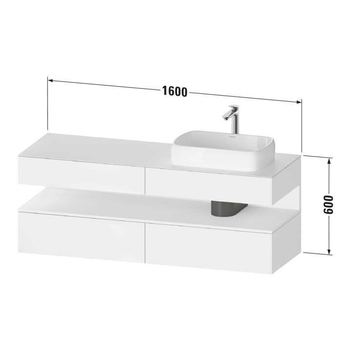 Duravit Meuble sous-lavabo Qatego 160x55x60 cm, E blanc/sable m, Pl, B r, B