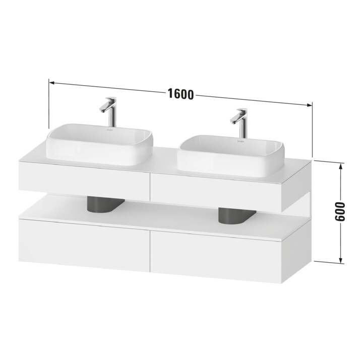 Duravit Meuble sous-lavabo Qatego 160x55x60 cm, E chêne/blanc, plan, B bs, B