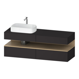 Duravit Meuble sous-lavabo Qatego 160x55x60 cm, E na/gris m, Pl, robinet gauche