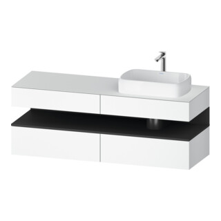 Duravit Meuble sous-lavabo Qatego 160x55x60 cm, gris m/blanc m, Pl, évier à droite