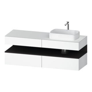 Duravit Meuble sous lavabo Qatego 160x55x60 cm, gris m/blanc m, Pl, évier à droite