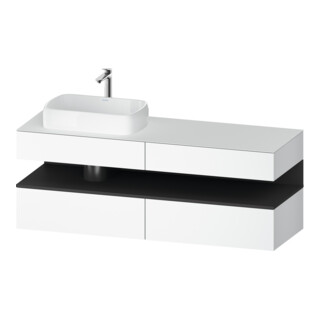 Duravit Meuble sous-lavabo Qatego 160x55x60 cm, gris m/blanc m, Pl, évier gauche
