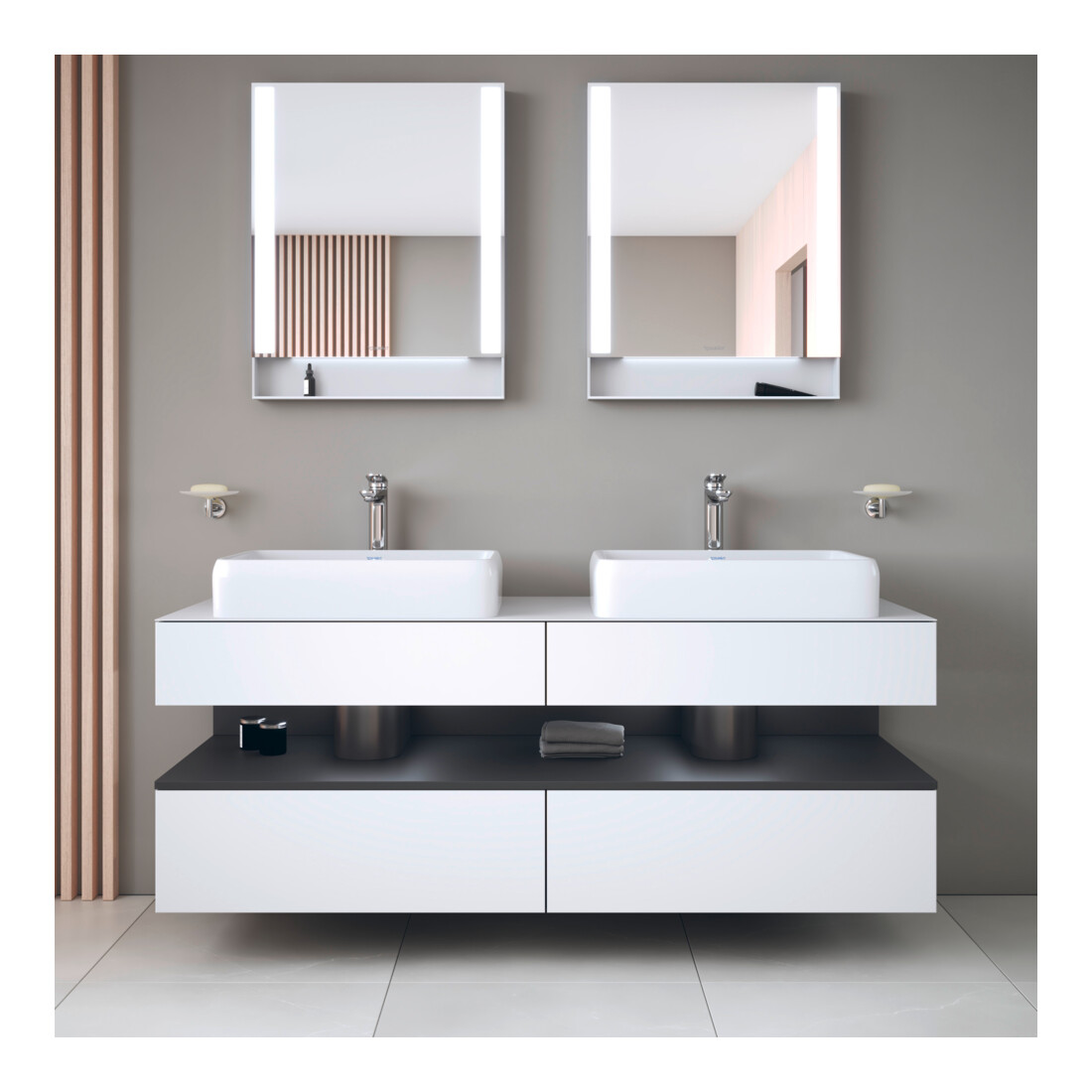 Duravit Meuble sous lavabo Qatego 160x55x60 cm, gris/m blanc, Pl, B bs, B