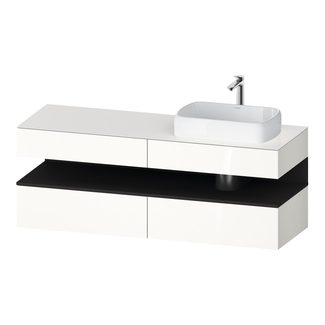 Duravit Meuble sous-lavabo Qatego 160x55x60 cm, gris m/blanc, Pl, évier à droite