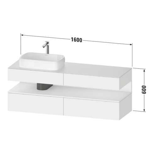 Duravit Meuble sous-lavabo Qatego 160x55x60 cm, gris m/Gr m, Pl, B l, B