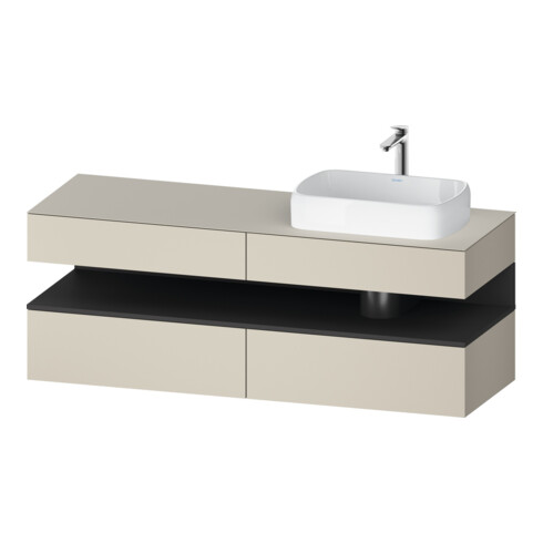 Duravit Meuble sous-lavabo Qatego 160x55x60 cm, gris mat, plan, évier à droite