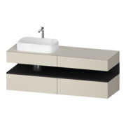 Duravit Meuble sous lavabo Qatego 160x55x60 cm, gris mat/ta mat, placard, robinetterie gauche