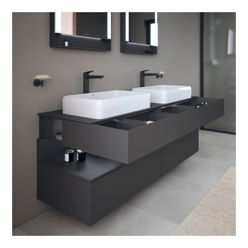 Duravit Meuble sous-lavabo Qatego 160x55x60 cm, gris, Pl, B bs, niches
