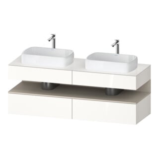 Duravit Meuble sous-lavabo Qatego 160x55x60 cm, T blanc/gris, placage, évier double face