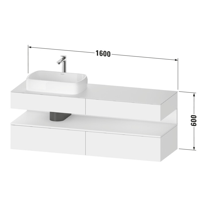 Duravit Meuble sous-lavabo Qatego 160x55x60cm, E ch/bl, Pl, B l, B