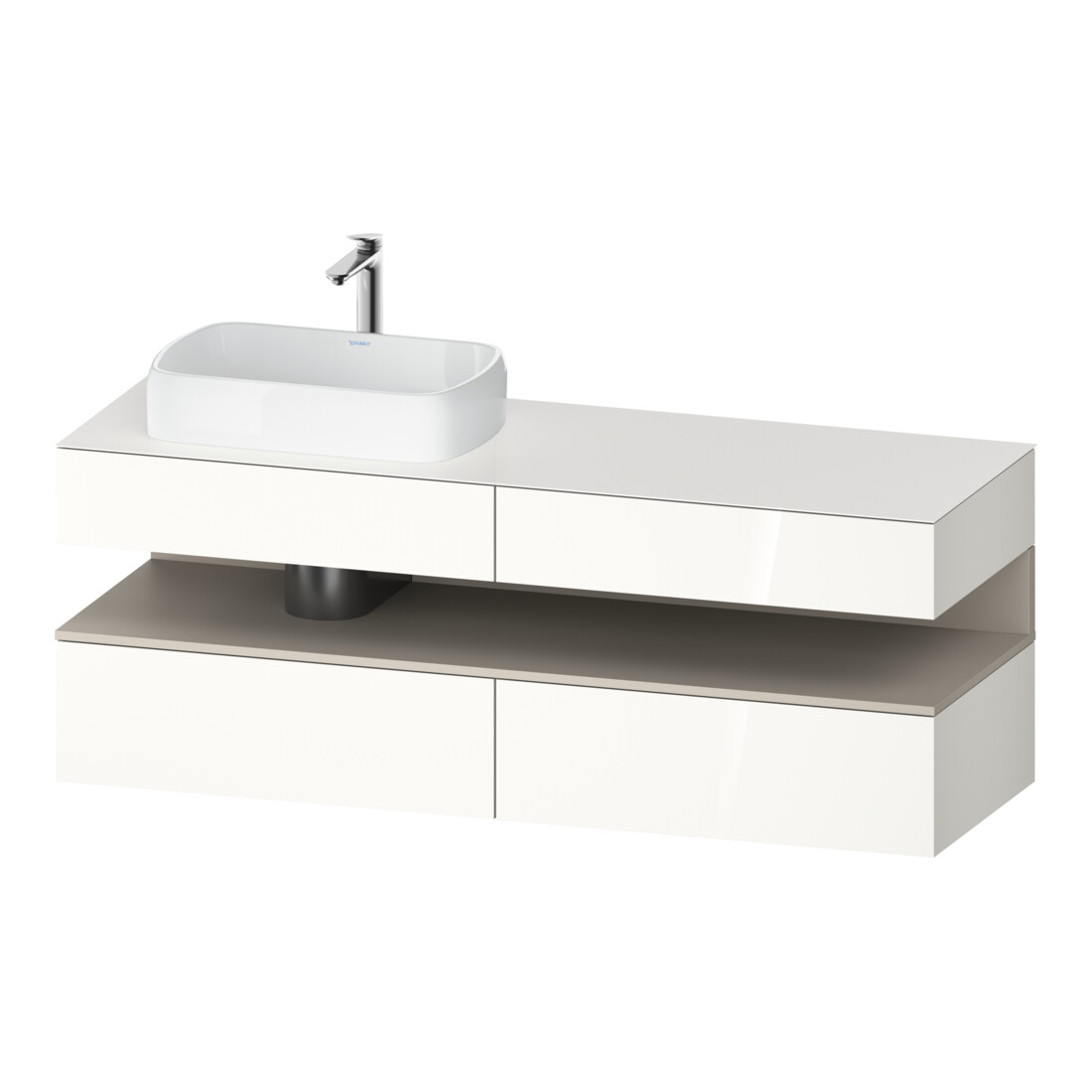 Duravit Meuble sous-lavabo Qatego 160x55x60cm, T blanc/gris, placage, évier gauche