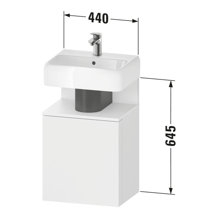 Duravit Meuble sous lavabo Qatego 44x35x64,5 cm, 1 porte, blanc/gres marbré