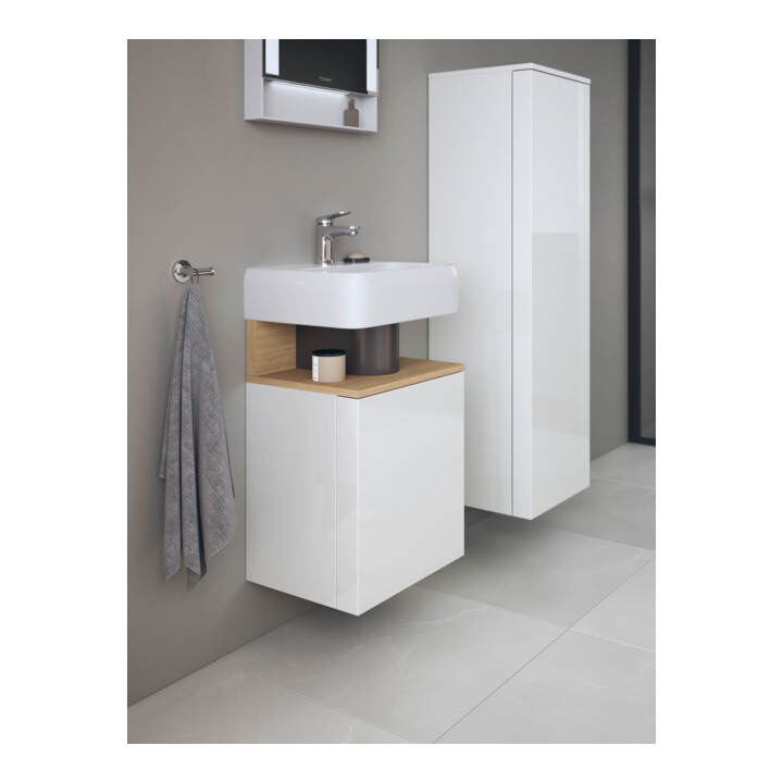 Duravit Meuble sous lavabo Qatego 44x35x64,5 cm, 1 porte, droite, blanc œuf brillant