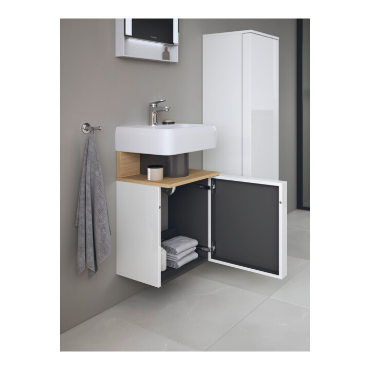 Duravit Meuble sous lavabo Qatego 44x35x64,5 cm, 1 porte, droite, blanc œuf brillant